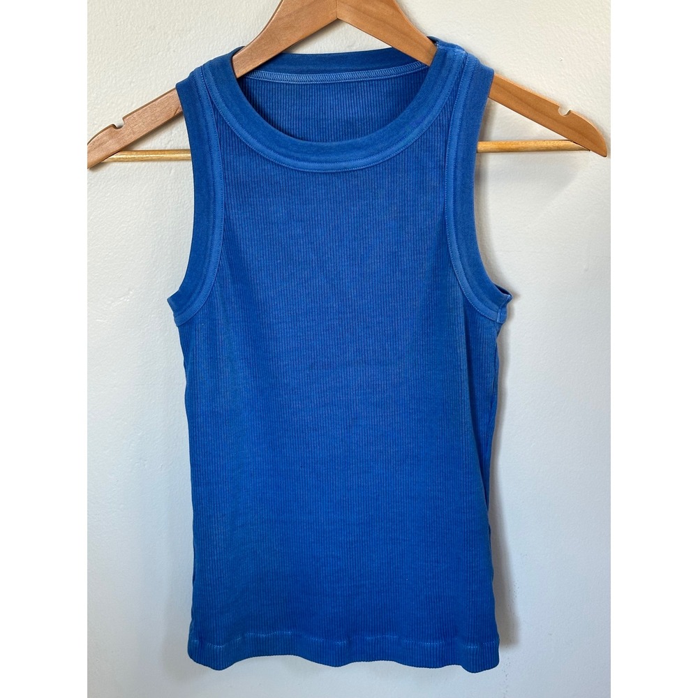 Citizens of Humanity Isabel Tank Blue Ribbed Racerback Crew Neck Top Size S